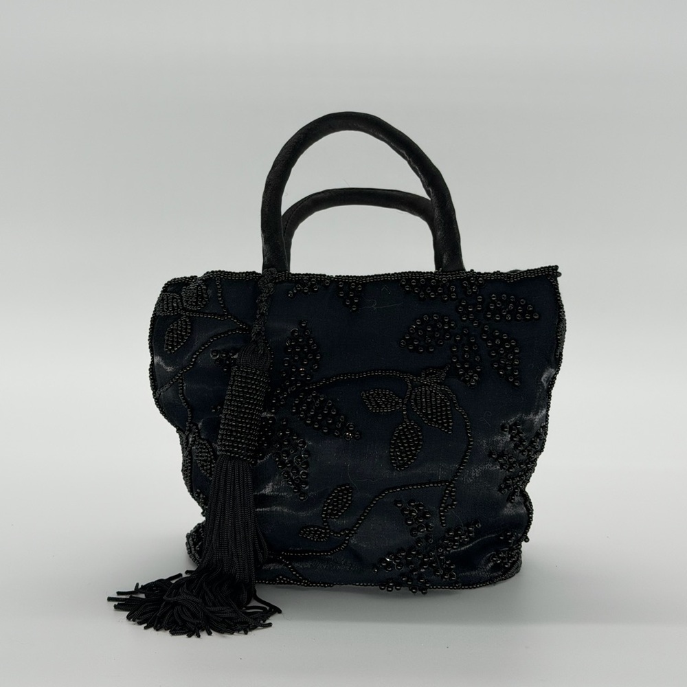 Chic Black Beaded Mini Bag
